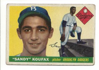 1955 Topps Sandy Koufax Rookie Brooklyn Dodgers Hof 123 Baseball Card Vg