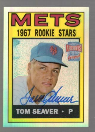Tom Seaver 2001 Topps Archives Reserve Refractor Rc Reprint On Card Auto Mets