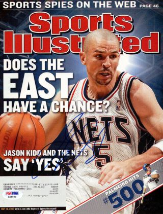 Jason Kidd Autographed Signed Sports Illustrated Jersey Nets Psa X65099