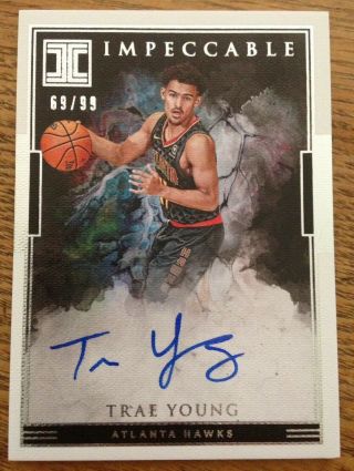 Trae Young 69/99 Rookie Auto 2018 - 19 Impeccable Rc Autograph Hawks