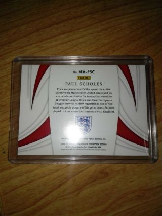 Jersey Number Paul Scholes 2018 - 19 Immaculate Modern Marks AUTO 8/25 England 2