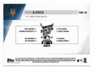 2019 Topps Now Pete Alonso Rookie Gold Bonus Home Run Derby Card York Mets 2