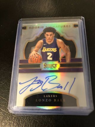 Lonzo Ball Lakers 2017 - 18 Panini Select Autograph Rookie Card 168/199