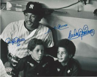 Three Alomars Yankee Autographed 8x10 Photo Roberto,  (as A Kid) Sandy Sr & Jr.