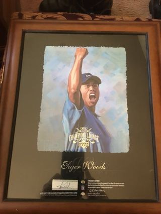 Tiger Woods Upper Deck “the Champions Lounge” Autographed Framed Print