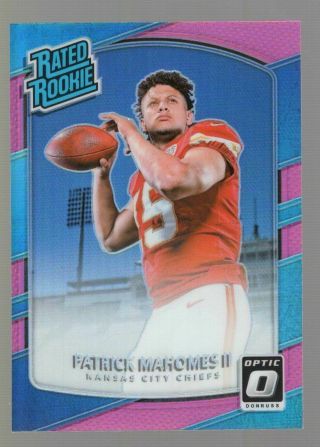 Patrick Mahomes 2017 Optic Rated Rookie Pink Holo Refractor Rc 177