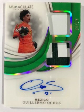 2018 - 19 Panini Immaculate Jersey Number Dual Patch Auto : Guillermo Ochoa 05/13