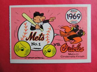 1970 Fleer Laughlin 1969 World Series 66 Miracle Mets Vs Baltimore Orioles Ex