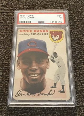 1954 Topps Ernie Banks Rookie Psa1 Chicago Cubs 94 Memorylen
