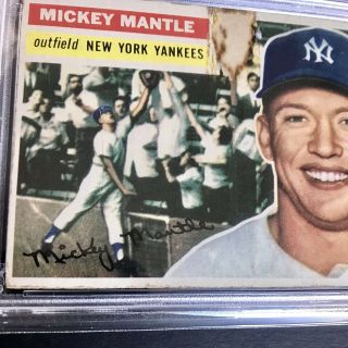 1956 Topps Mickey Mantle York Yankees 135 PSA 1 White Back 6