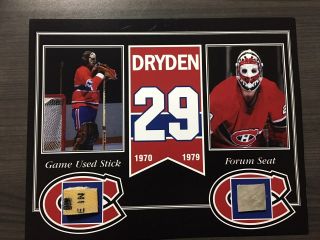 Ken Dryden Montreal Canadiens Game Stick And Forum Seat 8 X 10
