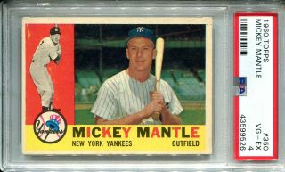 1960 Topps 350 Mickey Mantle Psa 4 Centered (sn.  526)