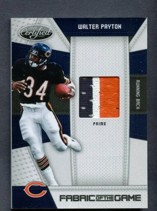 2010 Certified Fabric Of The Game Walter Payton Hof 3 - Color Patch 7/25