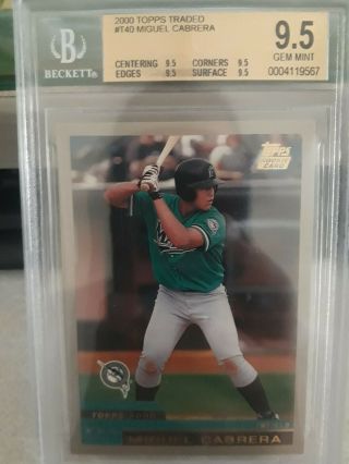 2000 Topps Traded Miguel Cabrera Rookie Card Rc T40 Bgs 9.  5