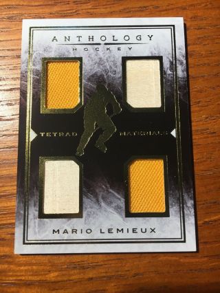 14 - 15 Anthology Mario Lemieux Tetrad Materials Quad Jersey Stick Sp /199 Relic