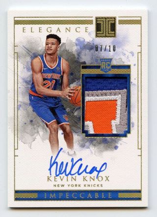 2018 - 19 Panini Impeccable Rookie Patch Auto Kevin Knox 07/10 Gold Rc Autograph