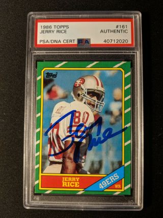 1986 Topps Jerry Rice San Francisco 49ers 161 Football Card Autographed Psa