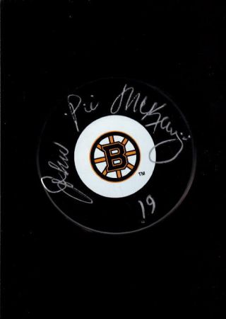 John Pie Mckenzie Autograph Bruins Hockey Puck In Case.  W/certification