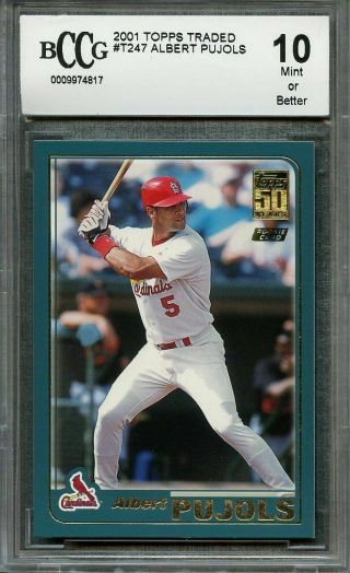 2001 Topps Traded T247 Albert Pujols St Louis Cardinals Rookie Card Bgs Bccg 10