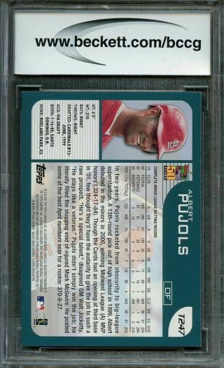 2001 topps traded t247 ALBERT PUJOLS st louis cardinals rookie card BGS BCCG 10 2