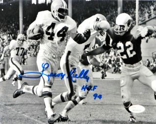 Leroy Kelly Signed 8x10 Cleveland Browns B&w Running With Ball Photo - Jsa W