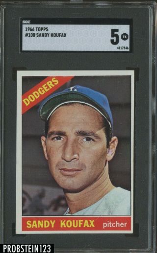 1966 Topps 100 Sandy Koufax Hof Los Angeles Dodgers Sgc 5 Ex