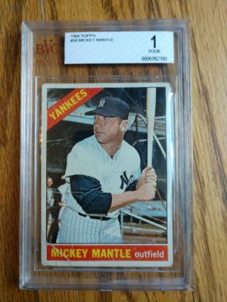 1966 Topps Mickey Mantle 50 Bvg 1 Pr Poor,  York Yankees Hof