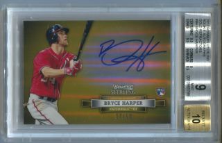 2012 Bowman Sterling Bryce Harper Rookie Autograph Gold Refractor Auto /50 Bgs 9