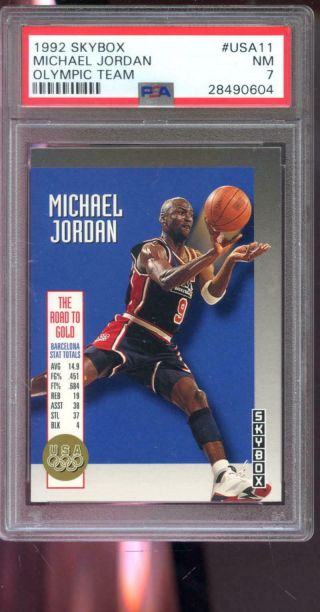 1992 - 93 Skybox Usa Olympic Team Usa11 Michael Jordan Insert Psa 7 Graded Card