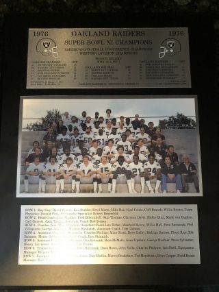 1976 Oakland Raiders Team Plaque Bowl Xi 16x13