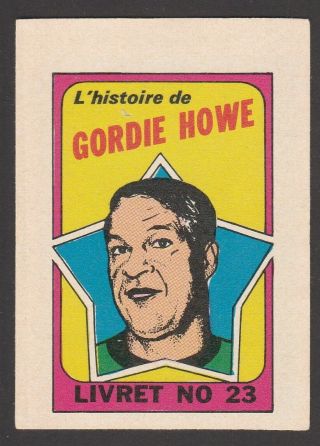 1971 - 72 Opc O Pee Chee Booklet French 23 Gordie Howe Inv A3705