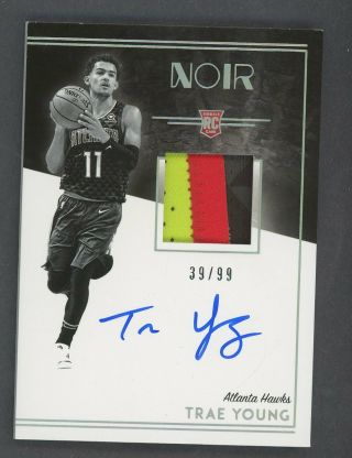 2018 - 19 Panini Noir Trae Young Hawks Rpa Rc 3 - Color Patch Auto 39/99
