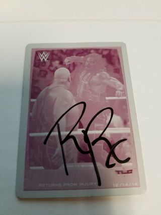 2014 Topps Rtwm Roman Reigns Autograph Printing Plate 1/1 In Person