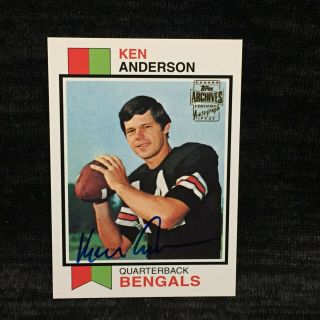 Ken Anderson Bengals 2001 Topps Archives Rookie Reprint On Card Auto