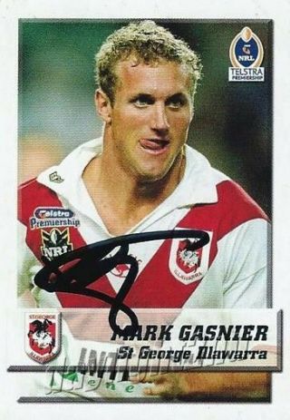 ✺signed✺ 2002 St George Illawarra Dragons Nrl Card Mark Gasnier Daily Telegraph