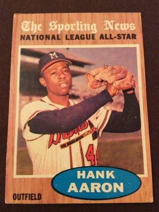 1962 Topps 394 - Hank Aaron " The Sporting News " National League All - Star Card.