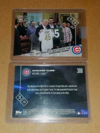 2017 Topps Now 308 World Series Champs Cubs Present Jersey 45 To Donald Trump