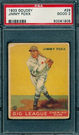 1933 Goudey Baseball 29 Jimmy Foxx (athletics) Psa 2