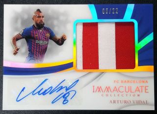 2018 - 19 Immaculate Premium Patch Jersey Number Arturo Vidal Auto Patch 08/22 Yl