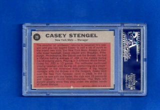 1962 Topps Baseball CARD 29 CASEY STENGEL PSA 4 VG - EX N.  Y.  METS 2