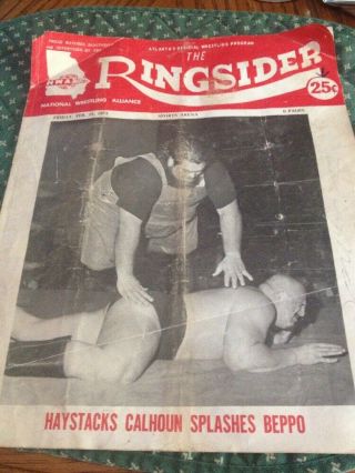 1972 Ringsider Wrestling Program,  Autographed Steinborn,  Mr.  X,  Two Others Nwa