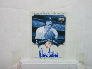 2003 Dick Tidrow Upper Deck Pride Of York Auto/autograph York Yankees