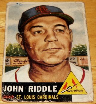 1953 Topps Baseball Set,  274 John Riddle,  Cleveland Indians