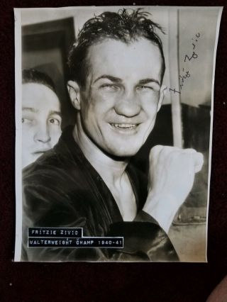 Fritzie Zivic Signed Autographed 8x10 1941 Press Photo Boxing Legend