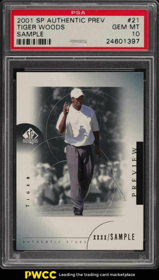 2001 Sp Authentic Preview Sample Tiger Woods Rookie Rc Psa 10 Gem (pwcc)