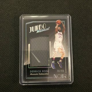 18 - 19 Noir Derrick Rose Jumbo Material Jersey /99 Minnesota Timberwolves Bddc