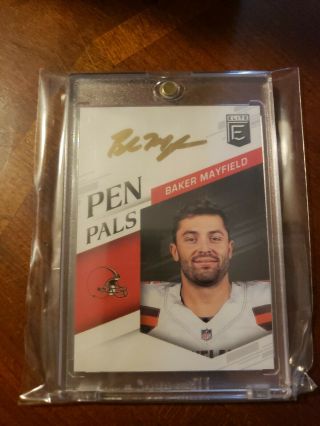 2018 Elite Pen Pals Gold Ink Baker Mayfield Rc On Card Gold Auto
