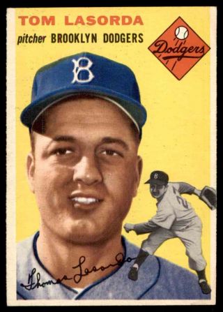1954 Topps 132 Tommy Lasorda Dodgers Rookie Rc Nm To Nm,