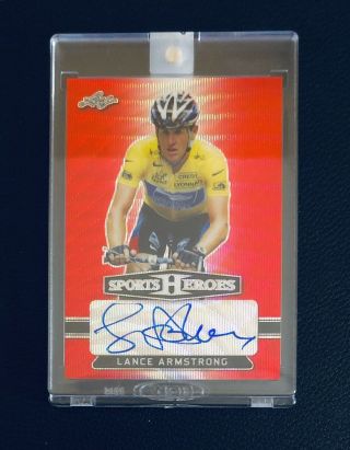 2018 Leaf Metal Sports Heroes Lance Armstrong Auto Red Wave Parallel 2/2