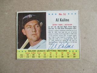 Al Kaline 1963 Post Cereal Baseball Card Vg Autographed